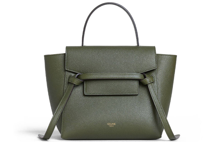 CELINE Grained Calfskin Catfish Bag Handbag Shoulder Bag Crossbody Bag Handbag Women's Candy Color/Khaki Green