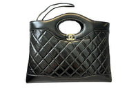 CHANEL Shiny Lambskin Shoulder Bag, Crossbody Bag, Handbag Medium Size Women's Black