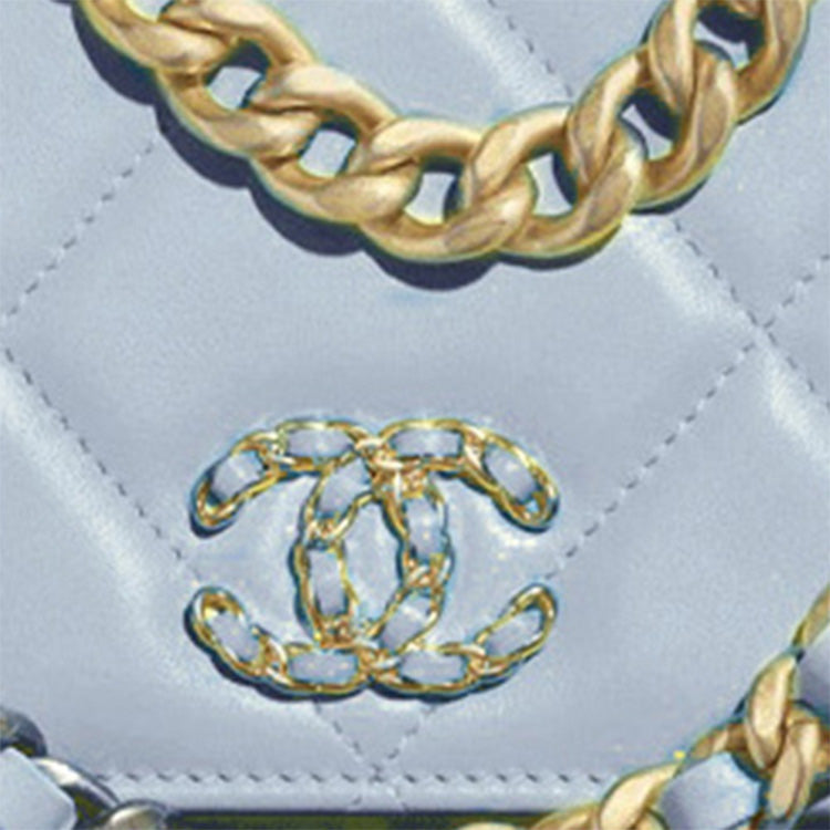 CHANEL 19BagWOC Sheepskin Handbag Shoulder Bag Crossbody Bag Regular Women's Babybule Sky Blue