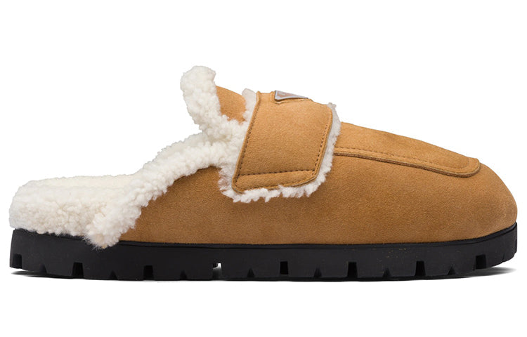 PRADA Rubber Sole Wrap toe Slippers Men's Brown