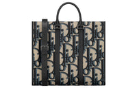 DIOR Oblique Print Shoulder Bag Crossbody Bag Handbag Men's Beige & Black