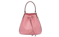 PRADA Saffiano Leather Bucket Bags Crossbody One Shoulder Handbags Women's Pink