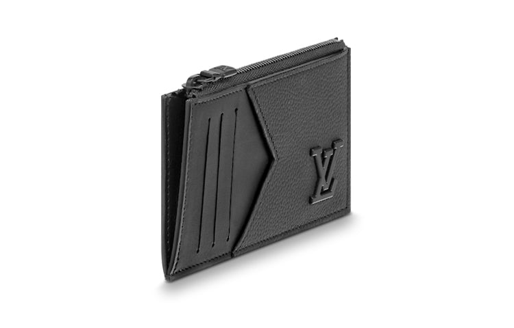 LOUIS VUITTON Aerogram Leather Card Holder Men's Black