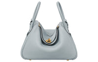 HERMES Lindy Clemence Bullock Leather Handbag Shoulder Bag Women's 08 Pale Blue Holy Grail Blue