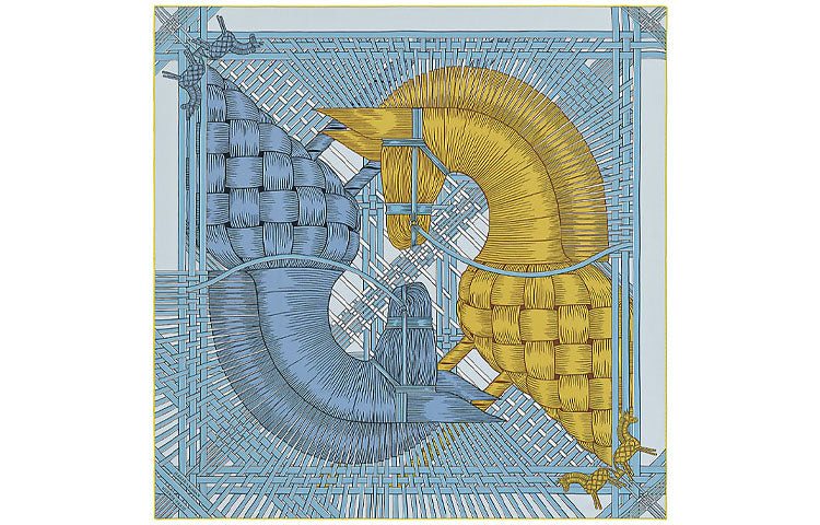 HERMES Silk Scarves Women's Blue