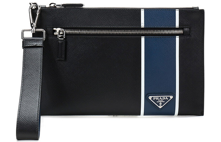 PRADA Saffiano Leather Clutch Men's Black