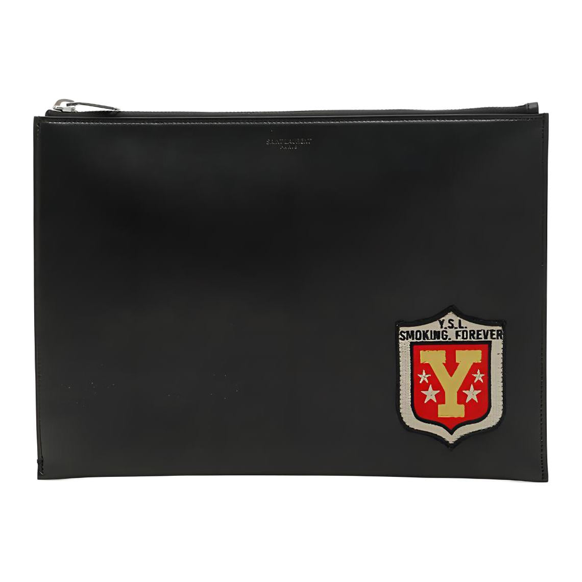 SAINT LAURENT Leather Tablet Clutch Regular Men's Black