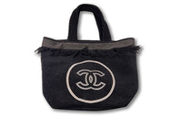 CHANEL Woolen Three-Piece Set 3-in-1 Towel Beach Bag Tote Bag Shopping Bag Handbag Unisex Black White