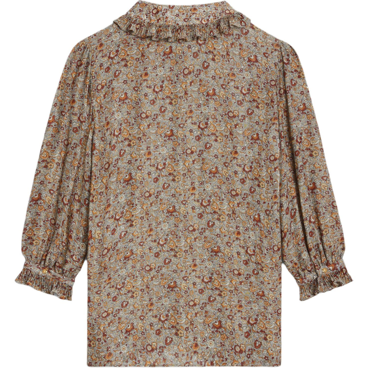 CELINE Blouse With Frilled Claudine Collar In Lamé Sablé
