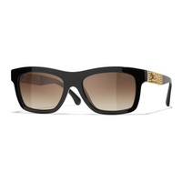 CHANEL Metal Acetate Square Sunglasses Unisex Black