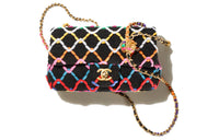 CHANEL Classic Flap CF Small Gold Ball Woolen Woven Mouth Cover Bag Crossbody Bag Mini Women's Multicolor