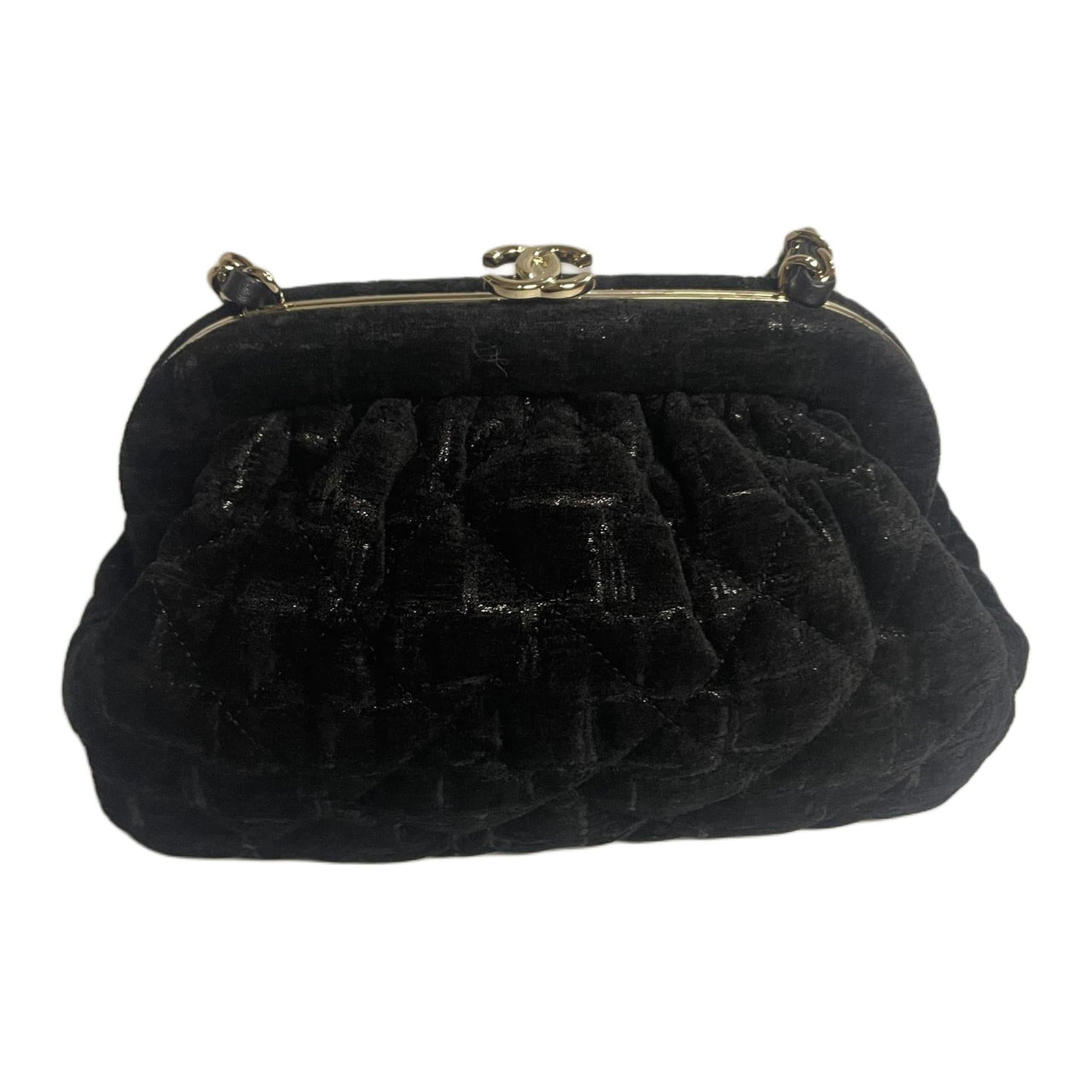 CHANEL Silk Evening Party Bag Handheld Shoulder Bag Crossbody Bag Women's Black