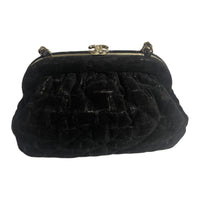 CHANEL Silk Evening Party Bag Handheld Shoulder Bag Crossbody Bag Women's Black