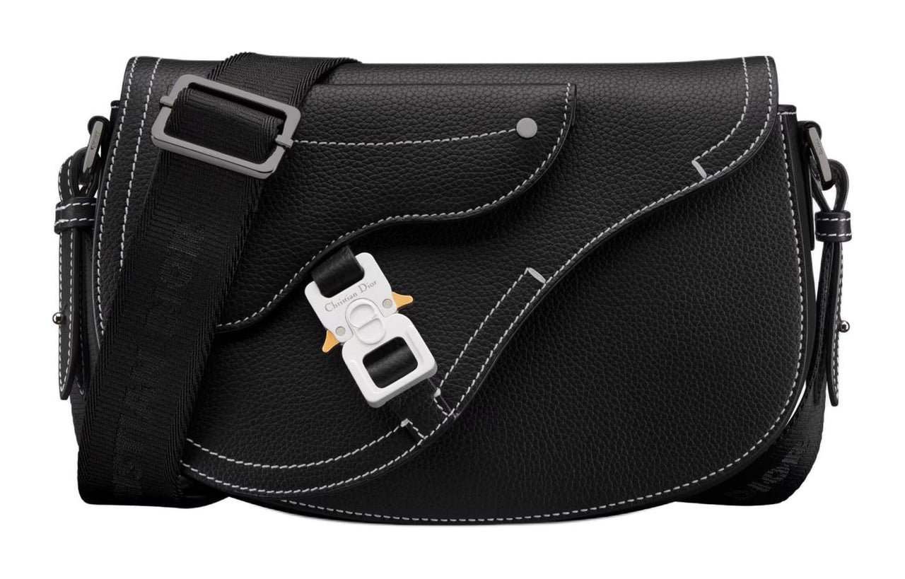 DIOR Grained Calfskin Saddle Bag, Messenger Bag, Shoulder Bag, Crossbody Bag Men's Black