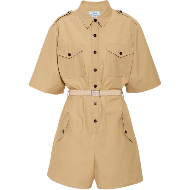 PRADA Short Sleeved Belted Jumpsuit