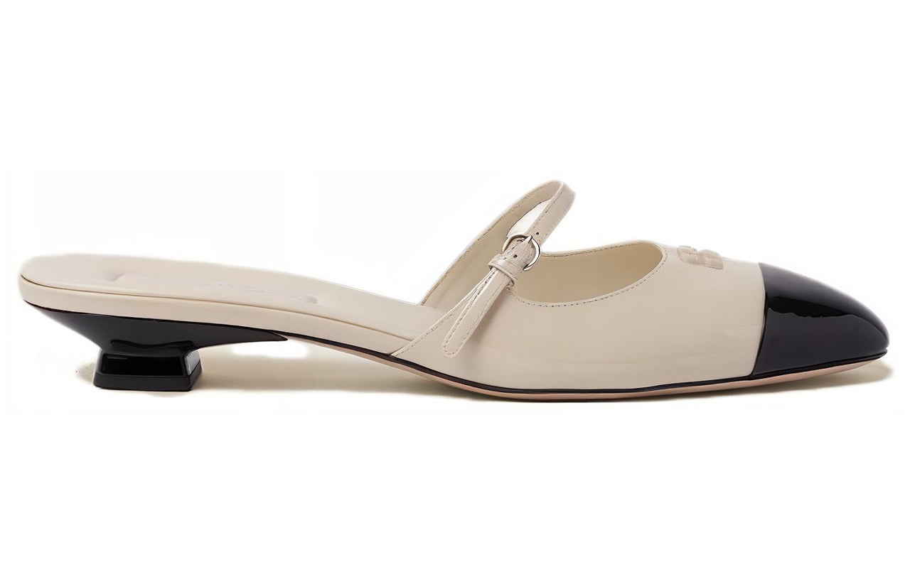 MIU MIU Closed Toe Slippers Women's Black Beige