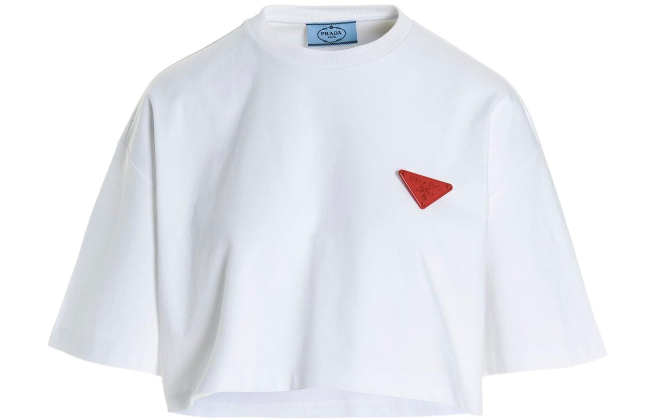 PRADA SS22 Women's Logo Crew Neck T-Shirt White