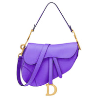 DIOR Saddle Grain Calfskin Saddle Bag, Shoulder Bag, Crossbody Bag, Handbag Women's Purple