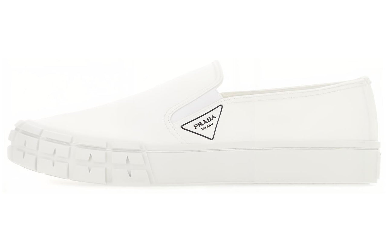 PRADA Cassetta Wheel Low Top Canvas Shoes Men's White