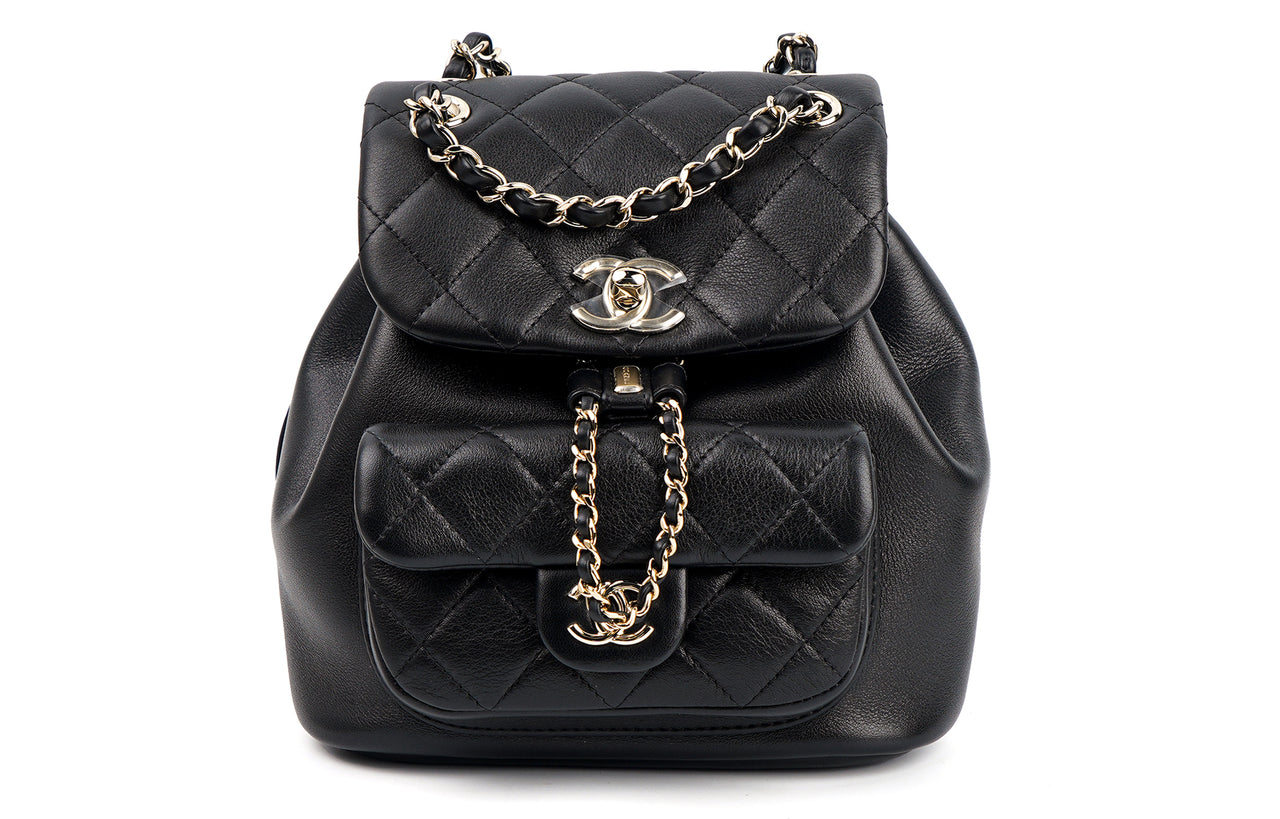 CHANEL Duma Cow Leather Backpack Small Size Women's Black