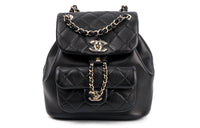 CHANEL Duma Cow Leather Backpack Small Size Women's Black