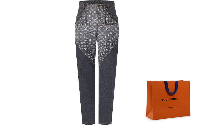 LOUIS VUITTON Monogram Flower Denim Pants