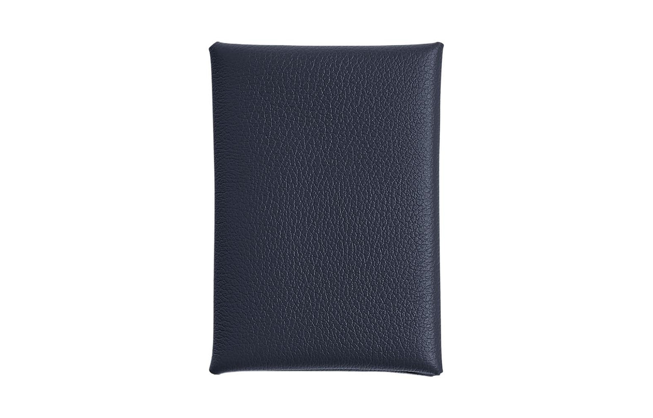 HERMES CalviCalvi Duo Evercolor Calfskin Wallets Card Holders Women's 2Z Bleu Nuit Midnight Blue