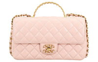 CHANEL Classic Flap CF Sheepskin Mouth Cover Bag Crossbody Bag Small Size Women's Cherry Blossom Pink