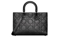 DIOR Pleated Calfskin Shoulder Bag, Crossbody Bag, Handbag Tubas Women's Black