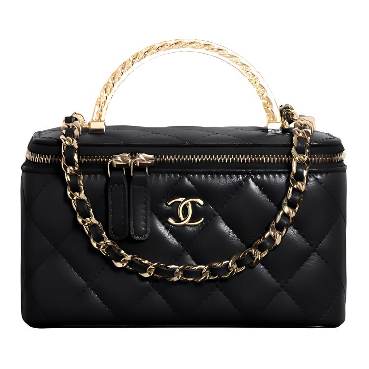CHANEL Lambskin Box Bag Shoulder Bag Crossbody Bag Handbag Women's Black
