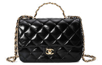 CHANEL Classic Flap CF Lambskin Handbag Shoulder Bag Crossbody Bag Medium Size Women's Black