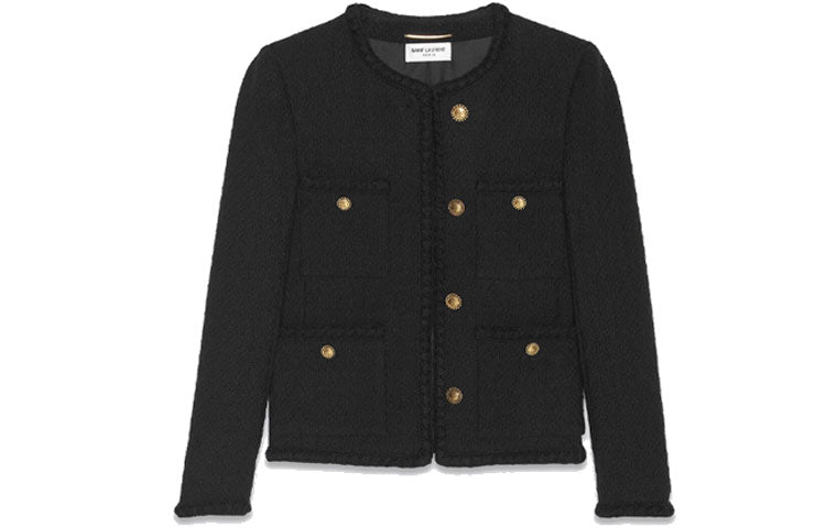 SAINT LAURENT SS22 Cropped Coats Women's Black