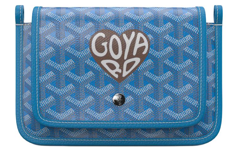 GOYARD Plumet Canvas With Leather Envelope Bag Crossbody Bag Shoulder Bag Unisex Blue And Chestnut Small Heart