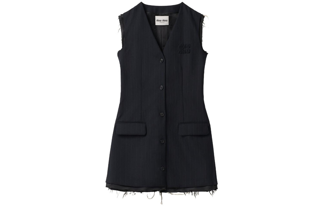 MIU MIU FW23 Sleeveless Dress Women's Marine Blue