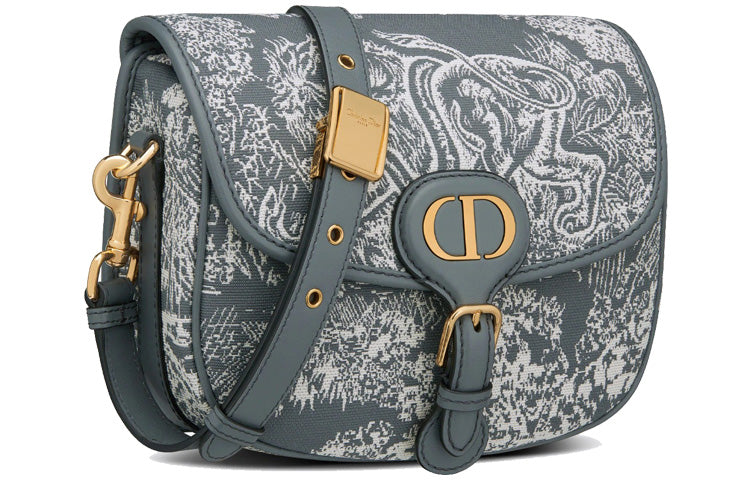 DIOR Bobby Jacquard Fabric One Shoulder Handbags Medium Size Women's Gray