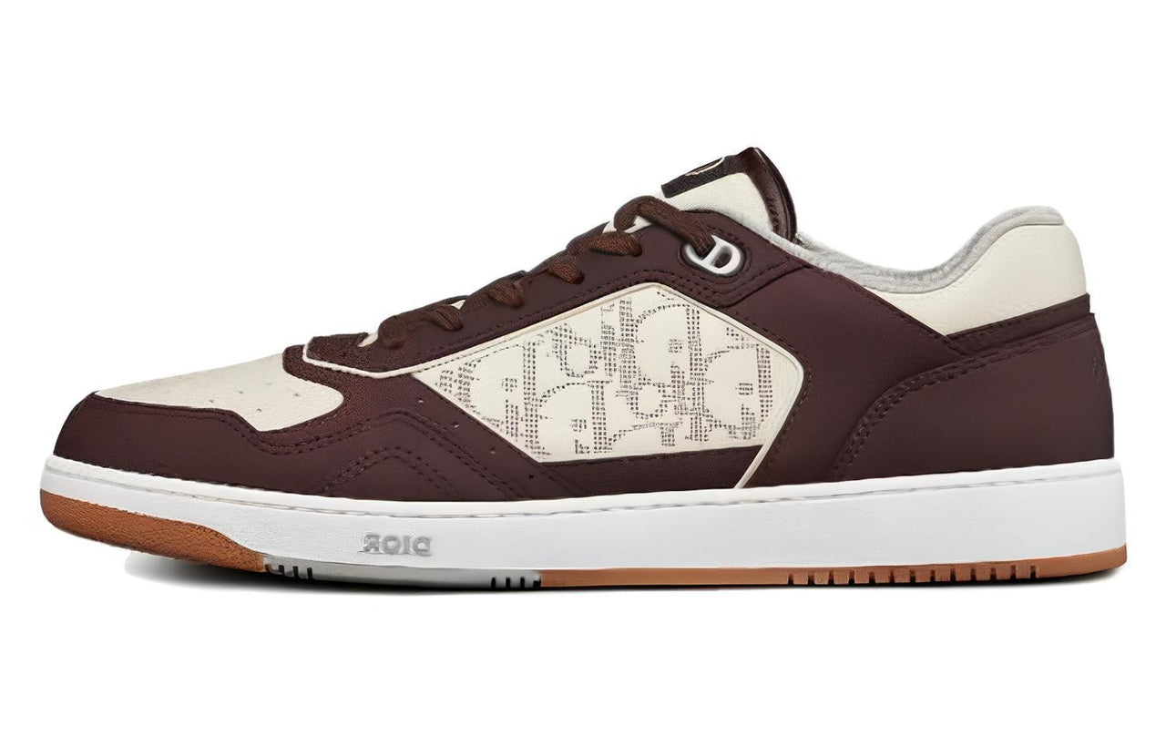 DIOR B27 Low Brown White Oblique Leather
