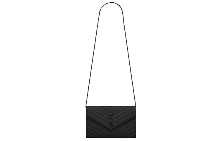 SAINT LAURENT CASSANDRE Grained Calfskin Wallets Crossbody Bags Shoulder Bags Women's Black