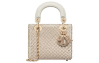 DIOR Lady Dior Beaded Embroidered Cow Leather Daisie Bag Shoulder Bag Crossbody Bag Handbag Mini Women's White