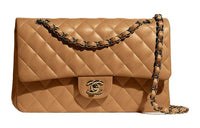 CHANEL Classic Flap CF23P Spring And Summer Lambskin Mouth Cover Bag Crossbody Bag Medium Size Women's Brown