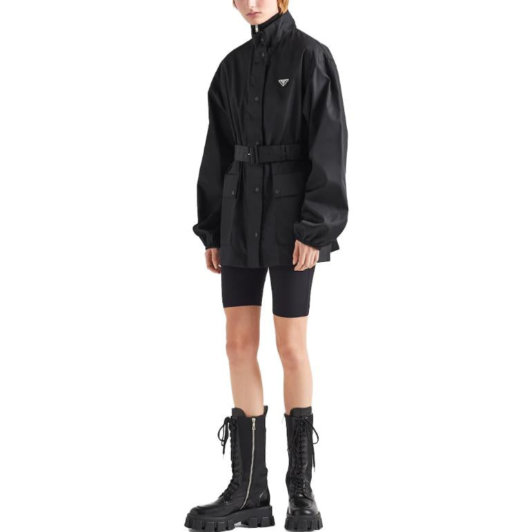 PRADA Regernated Nylon Rain Coat Black