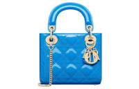 DIOR Lady Dior Patent Leather Cowhide Shoulder Bag Crossbody Bag Handbag Mini Women's Lake Blue