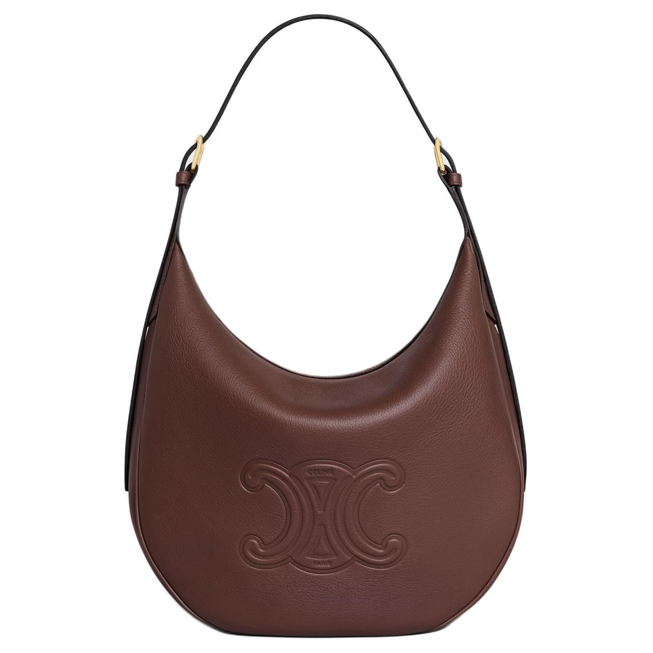 CELINE Heloise Cow Leather Handbag Medium Size Women's Chestnut