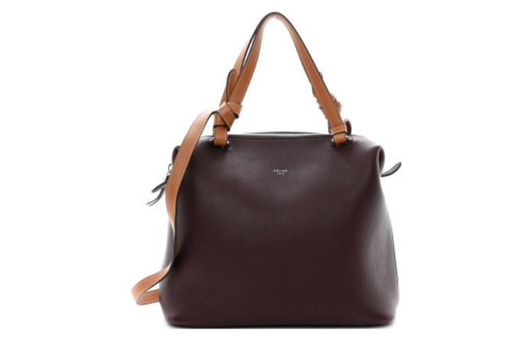 CELINE Calfskin Handbag Shoulder Bag Crossbody Bag Small Size Women's Burgundy