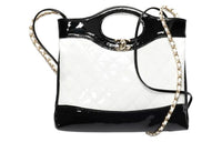 CHANEL Calfskin Patent Leather Shoulder Bag Crossbody Bag Handbag Mini Women's Black/White