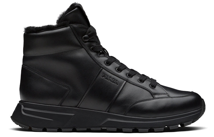 PRADA PRAX 1 Anti-Slip And Wear-Resistant Height Increasing Warm High-Top Casual Shoes Men's Black