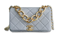 CHANEL Sheepskin Mouth Cover Bag Crossbody Bag Regular Women's Gray