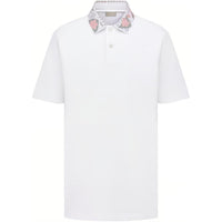 DIOR Men Pattern Print Short Sleeve Polo Shirt White