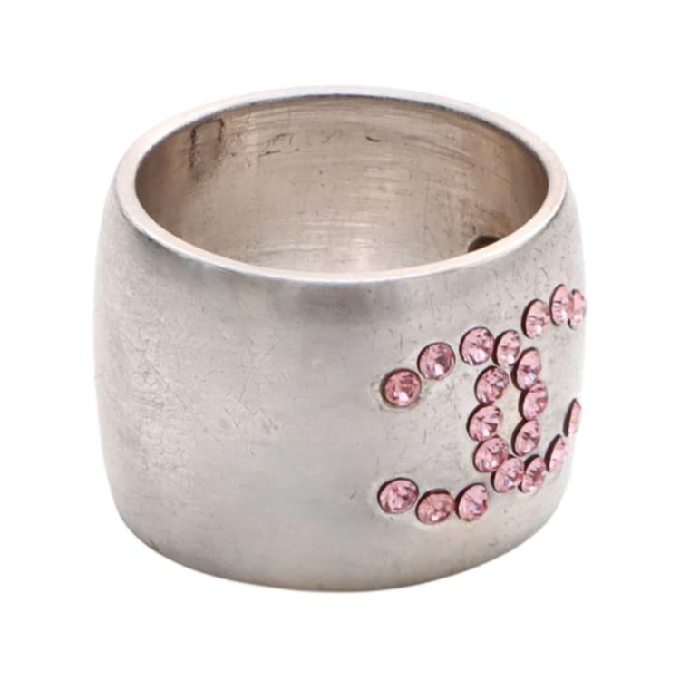 CHANEL 2002 Cc Rhinestone embellished Ring
