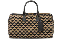 PRADA Symbol Fabric With Leather Trim Shoulder Bag Crossbody Bag Handbag Travel Bag Men's Black/Beige Yellow