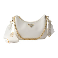 PRADA Re Edition Calfskin Hobo Bag, Crossbody Handbag, Shoulder Bag Mini Women's White